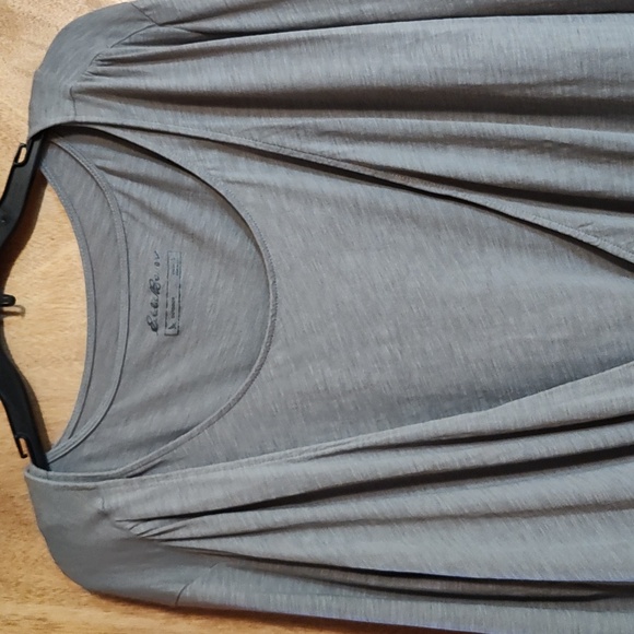 Eddie Bauer Outdoor Womens Comfy Slub Knit Faux Wrap Top Tan Cotton/Tencel Sz L - Picture 2 of 7